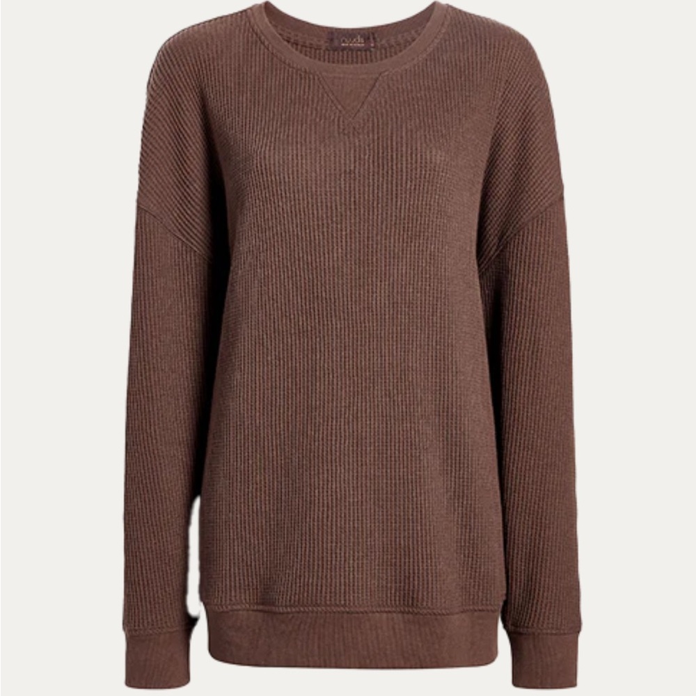 nuuds Brown Ribbed Crewneck Sweater
